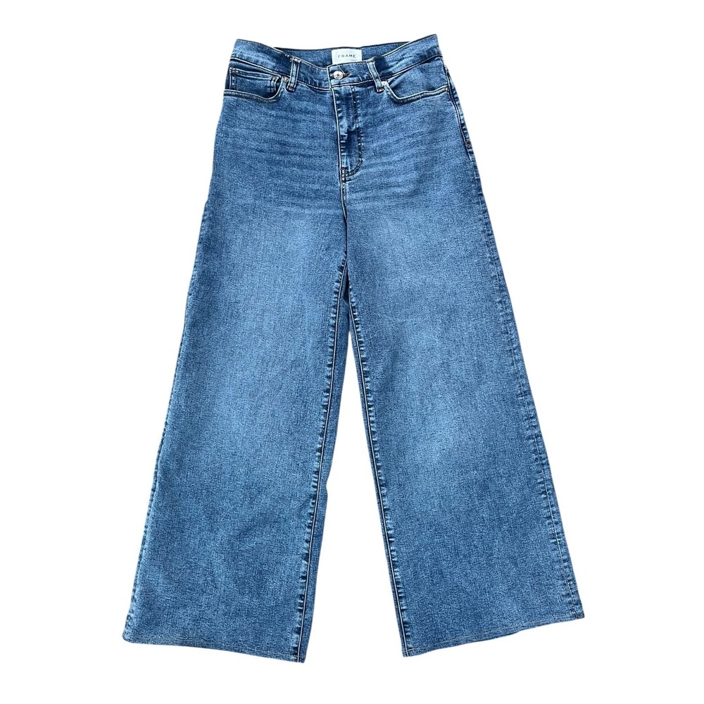 FRAME Palazzo Wide Leg Jeans Women Blue Denim Size 28 (Hemmed)